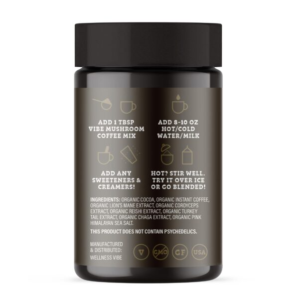 WellnessVibe Mind Coffee - Organic Gourmet Mushroom Coffee - 3oz Jar - Image 3
